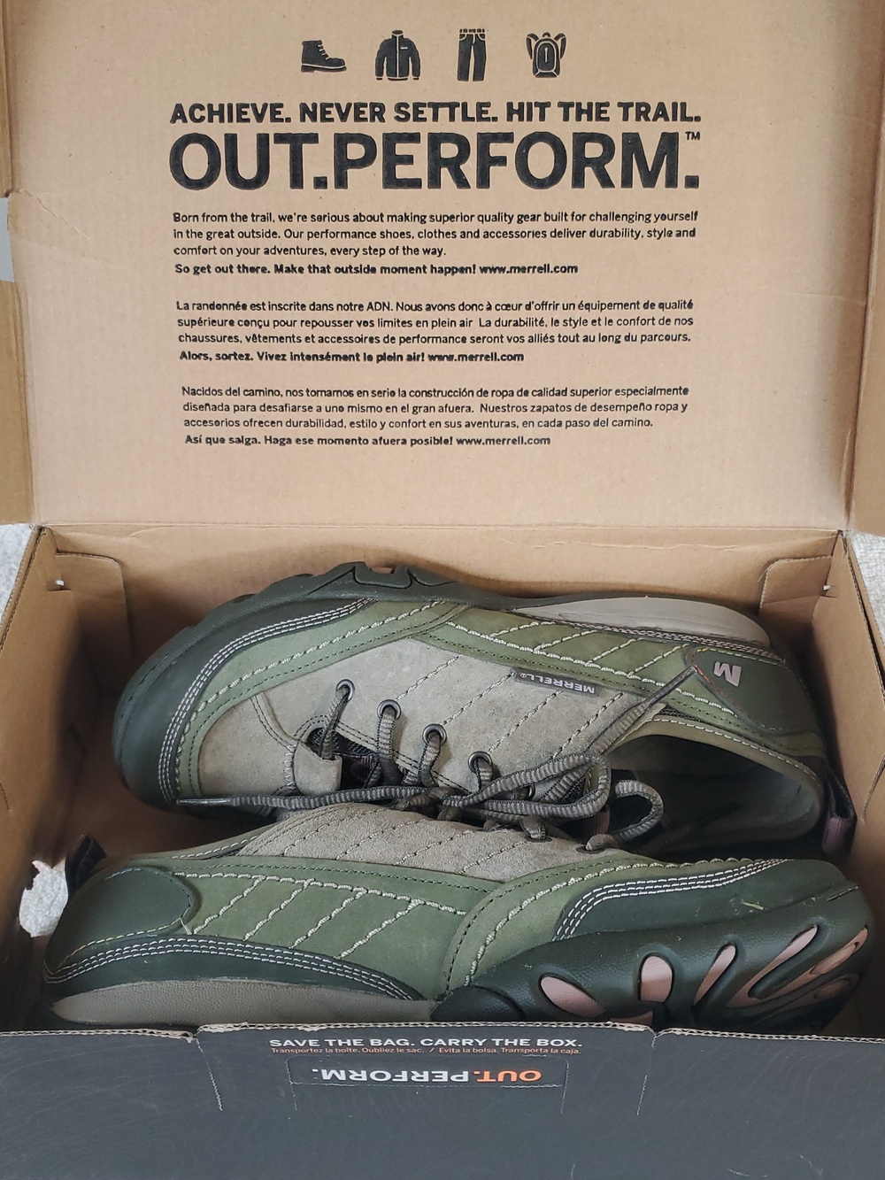 Womens MERRELL Mimosa Lace Dusty Olive Outdoor Sneakers. Size 7 - Picture 12 of 14